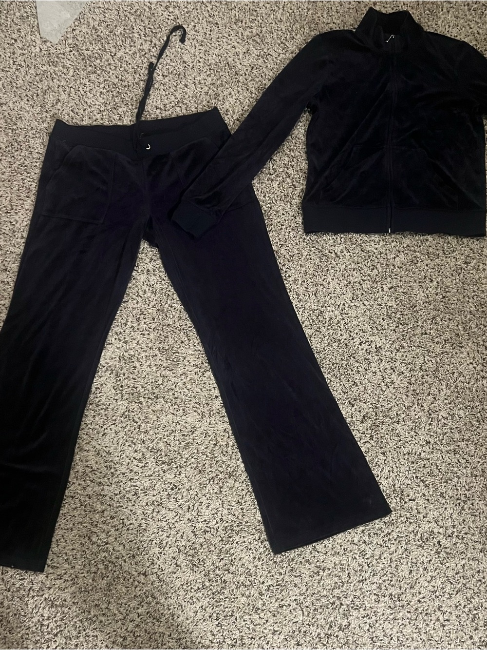 Authentic Rare Juicy Couture Navy Blue Velour Flared Lounge Pants
